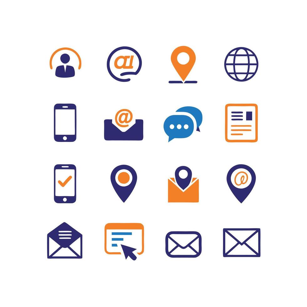 Contact Icon Set Collection Illustration vector