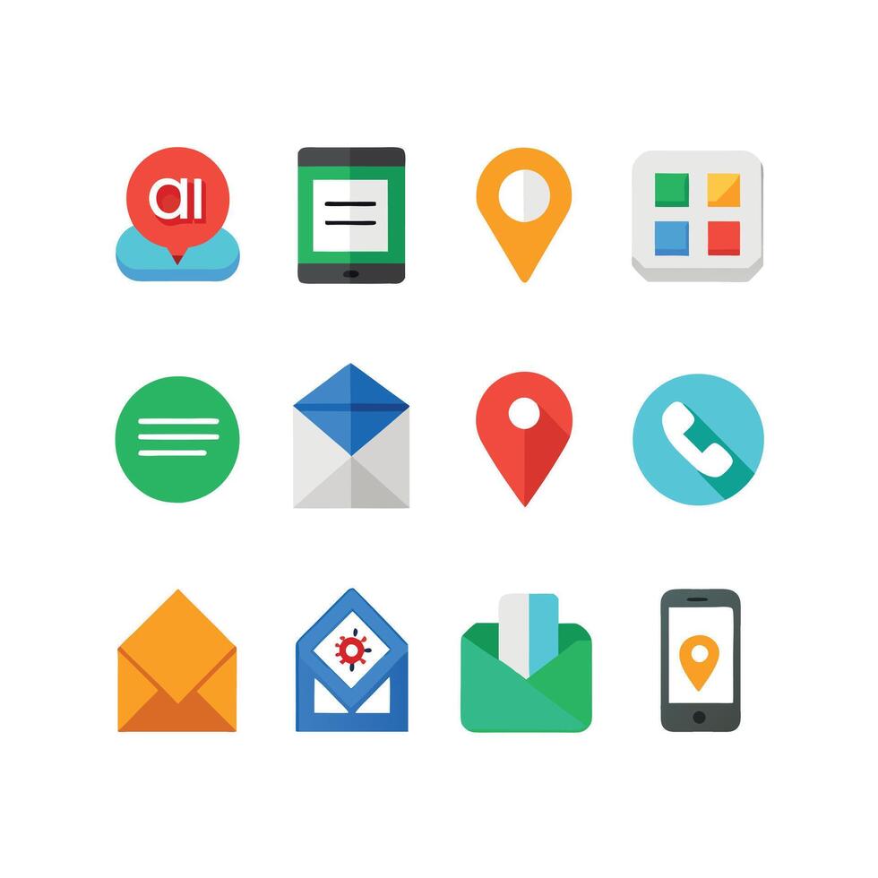 Contact Icon Set Collection Illustration vector