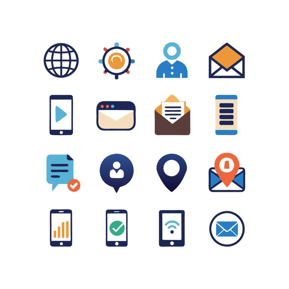Contact Icon Set Collection Illustration vector