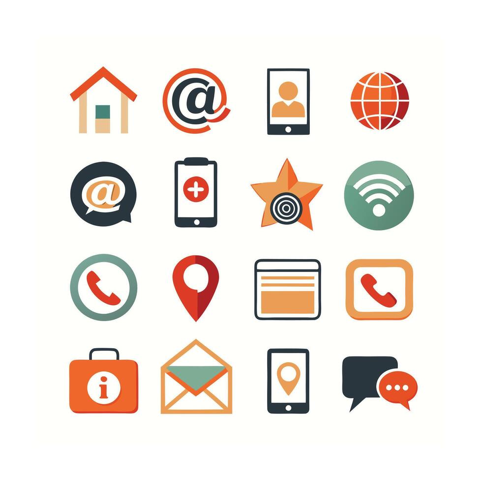 Contact Icon Set Collection Illustration vector