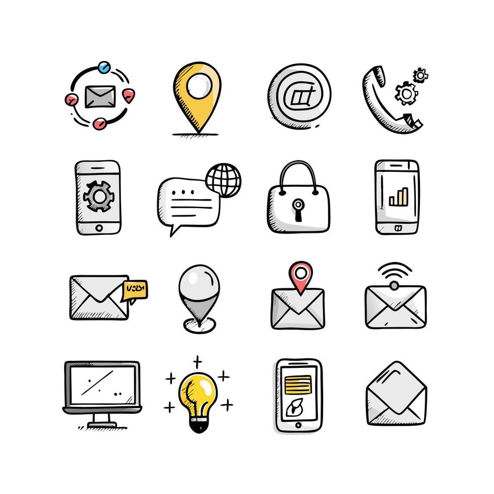 Contact Icon Set Collection Illustration vector