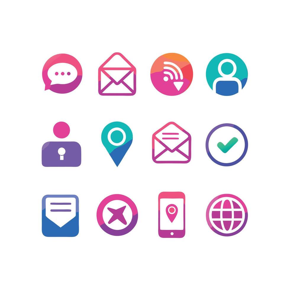 Contact Icon Set Collection Illustration vector