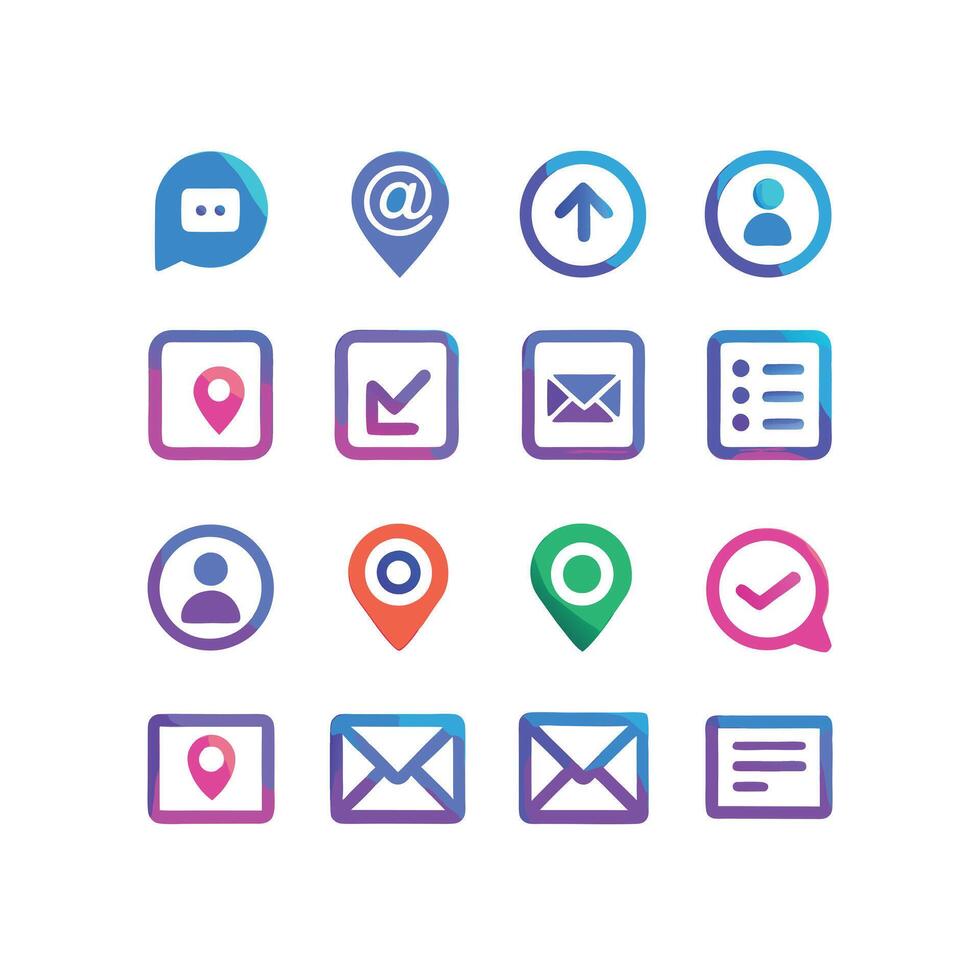 Contact Icon Set Collection Illustration vector