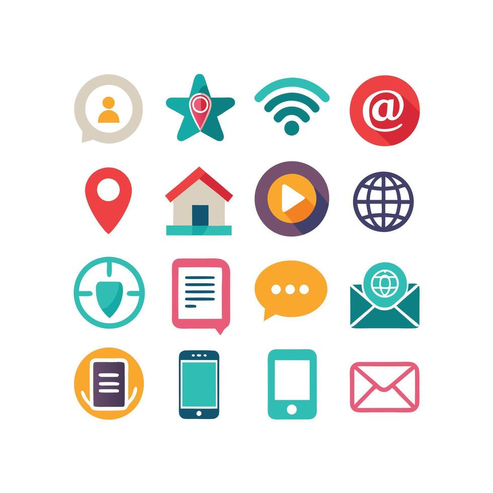 Contact Icon Set Collection Illustration vector