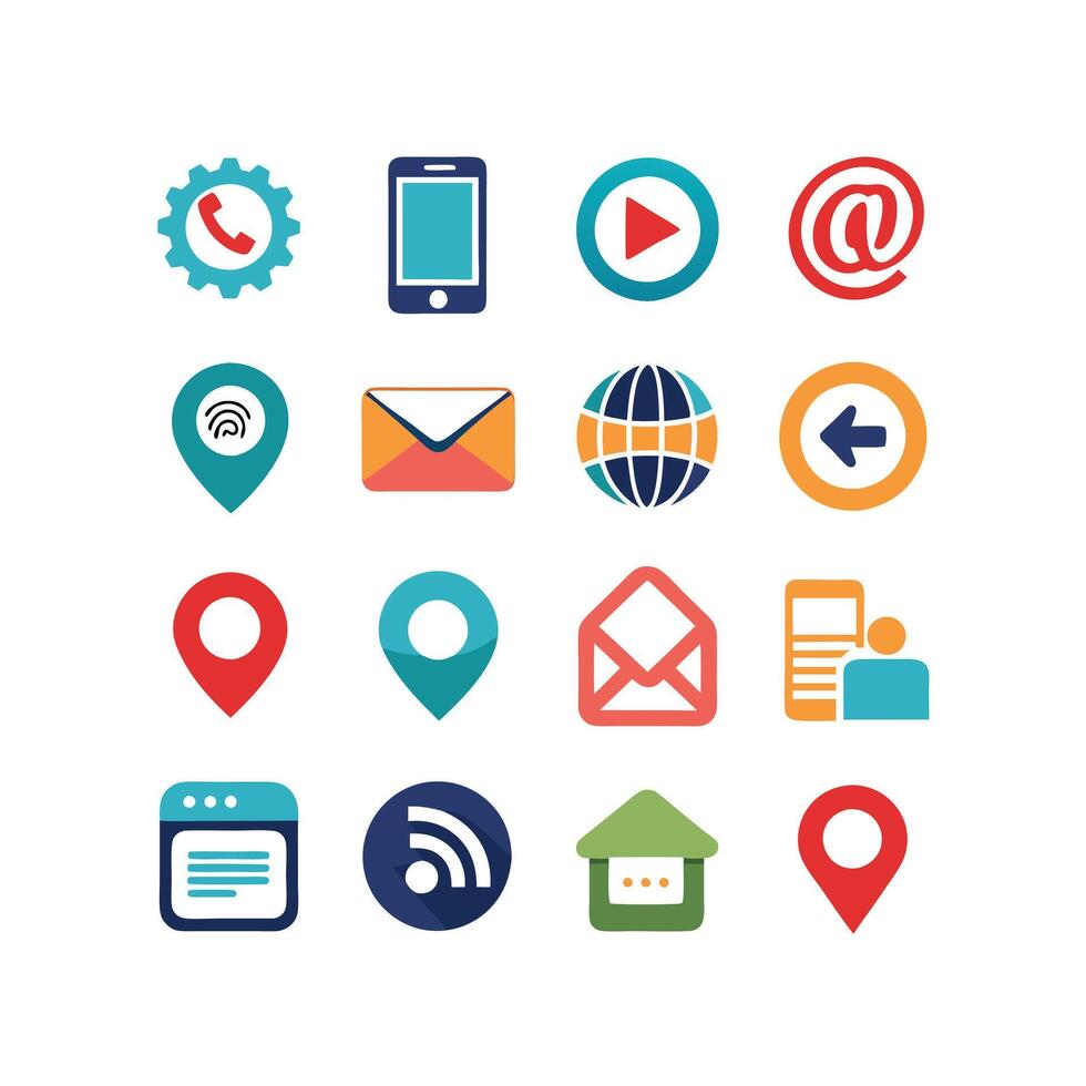 Contact Icon Set Collection Illustration vector
