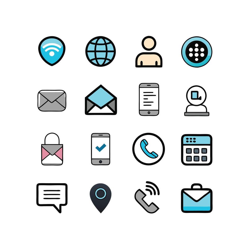 Contact Icon Set Collection Illustration vector