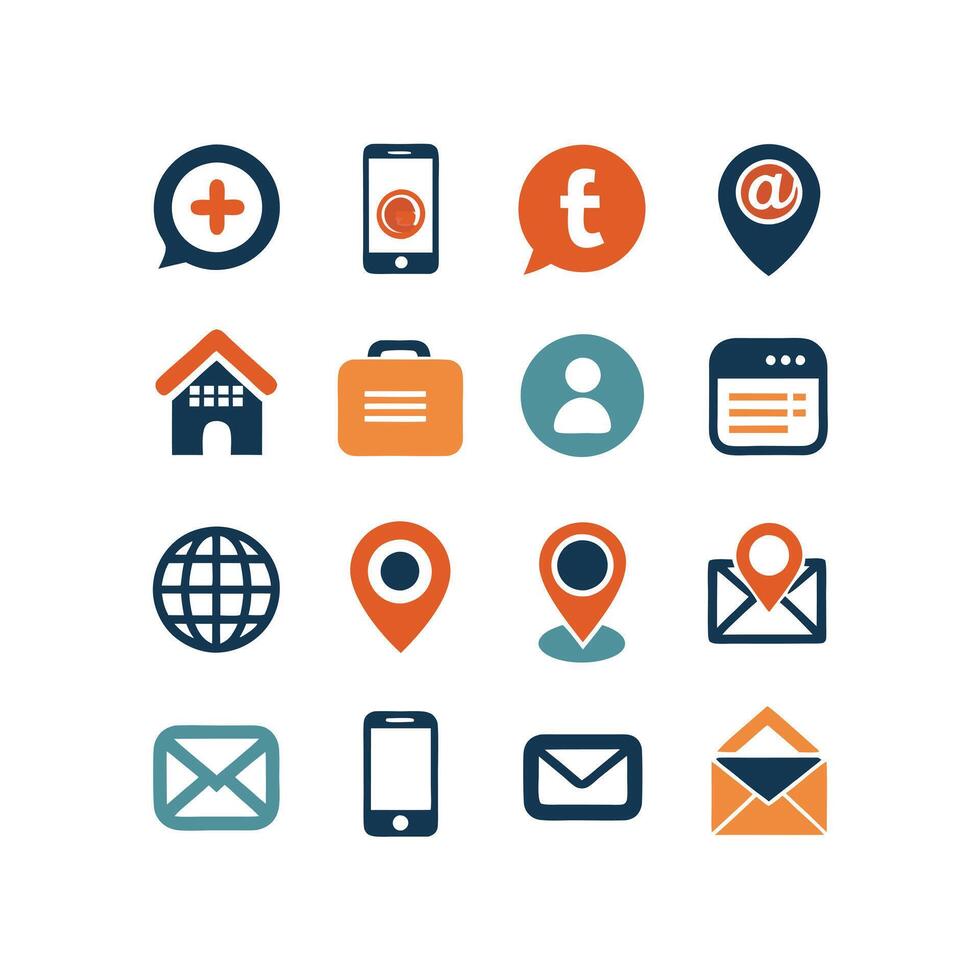 Contact Icon Set Collection Illustration vector