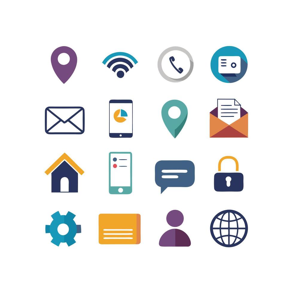 Contact Icon Set Collection Illustration vector
