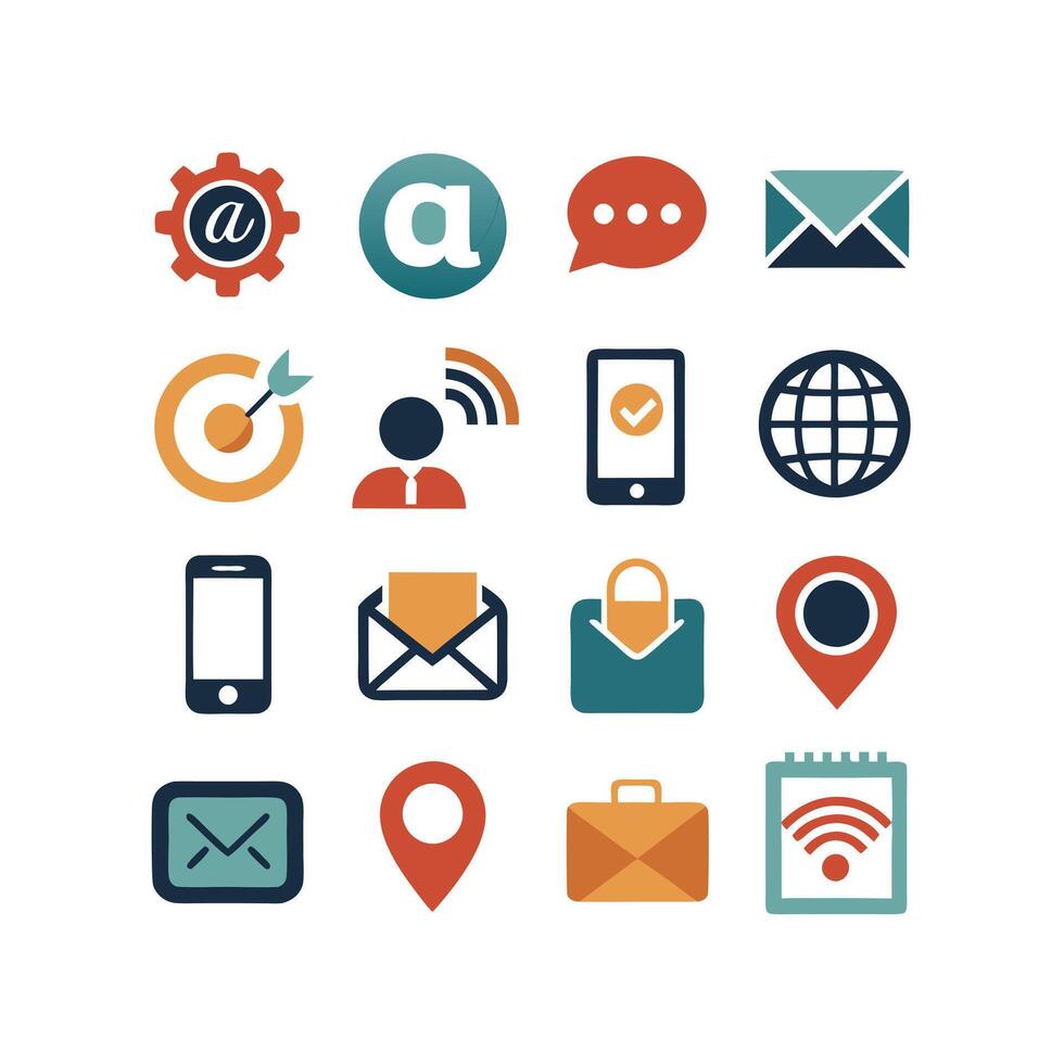Contact Icon Set Collection Illustration vector