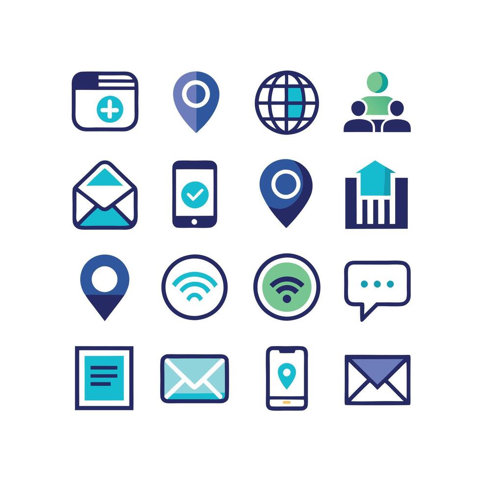 Contact Icon Set Collection Illustration vector