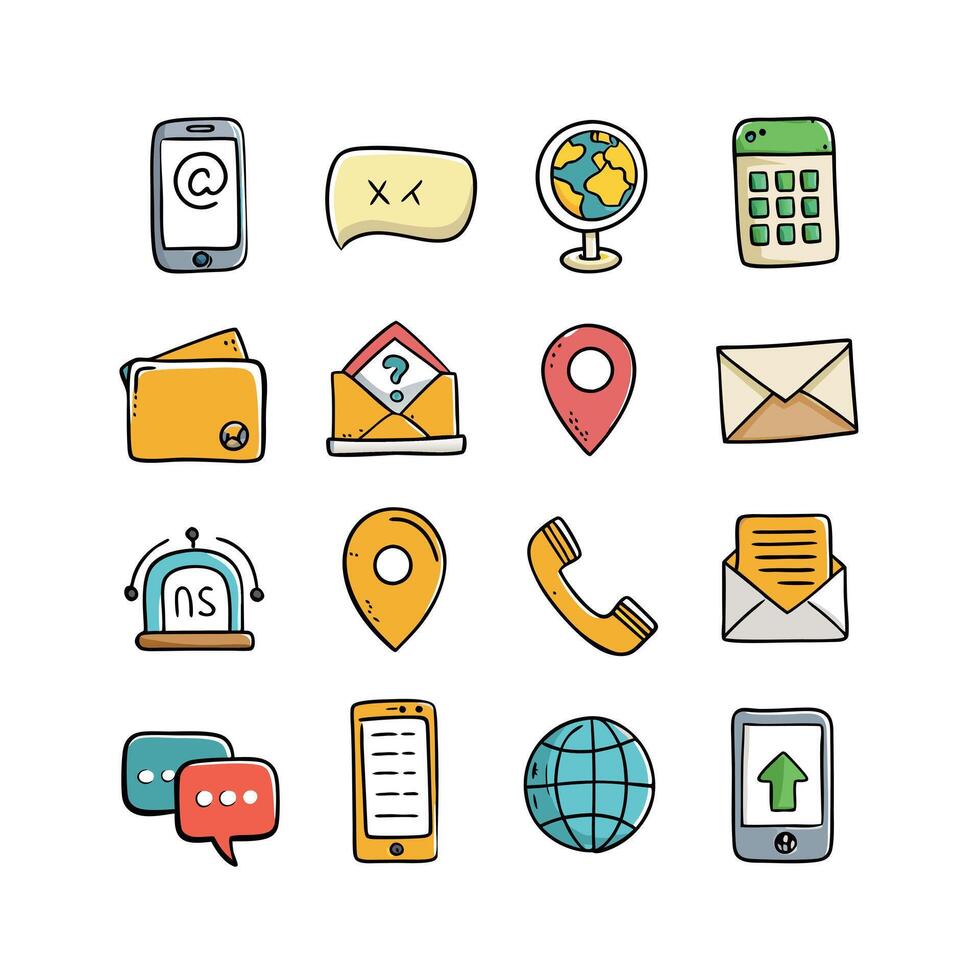 Contact Icon Set Collection Illustration vector