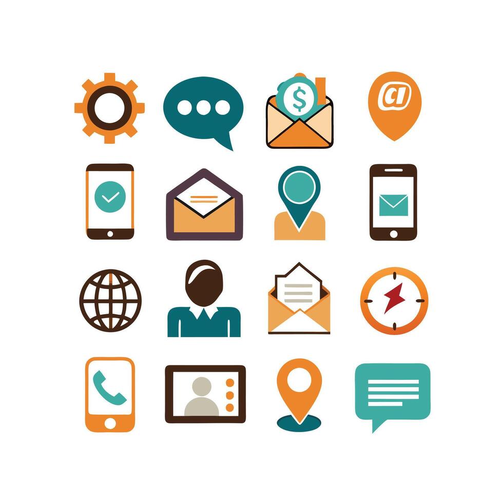 Contact Icon Set Collection Illustration vector