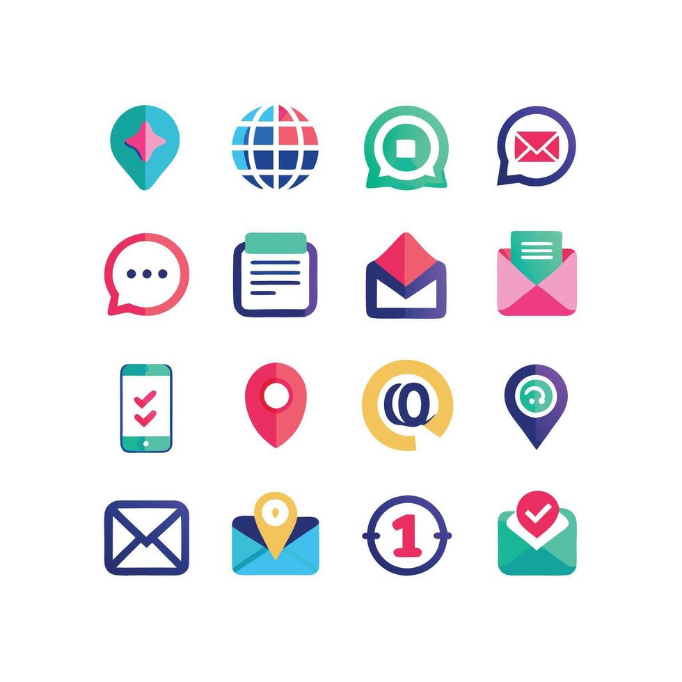 Contact Icon Set Collection Illustration vector