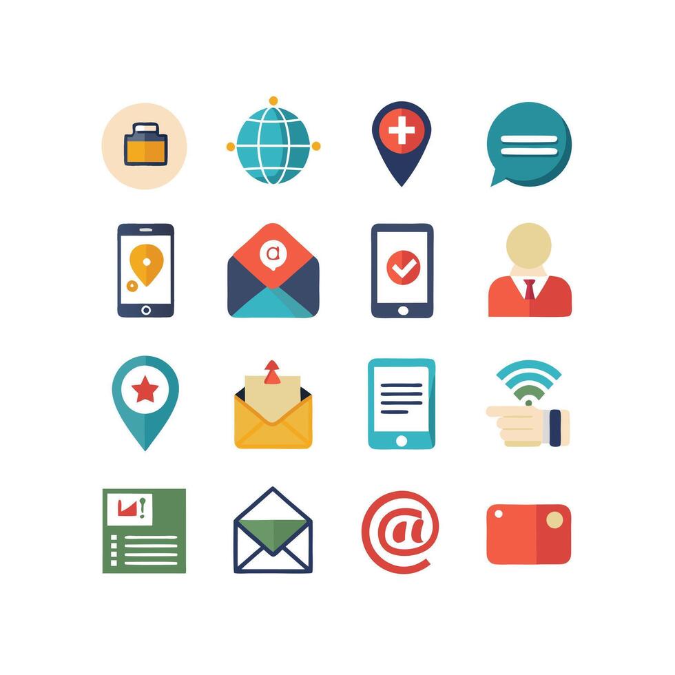 Contact Icon Set Collection Illustration vector