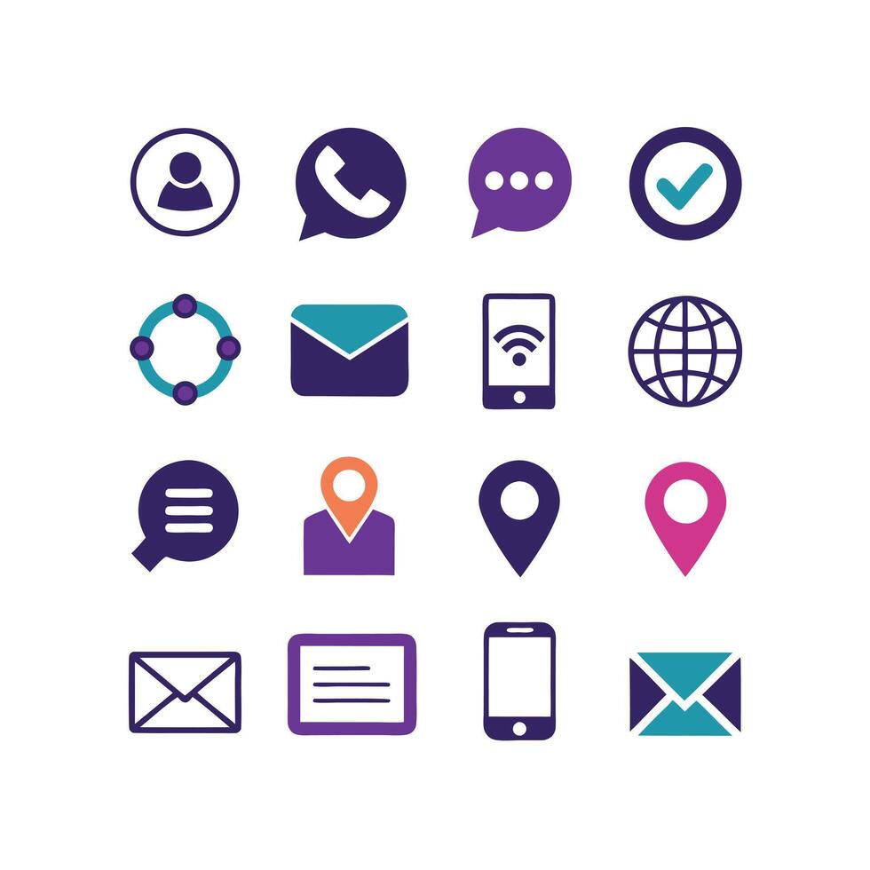 Contact Icon Set Collection Illustration vector