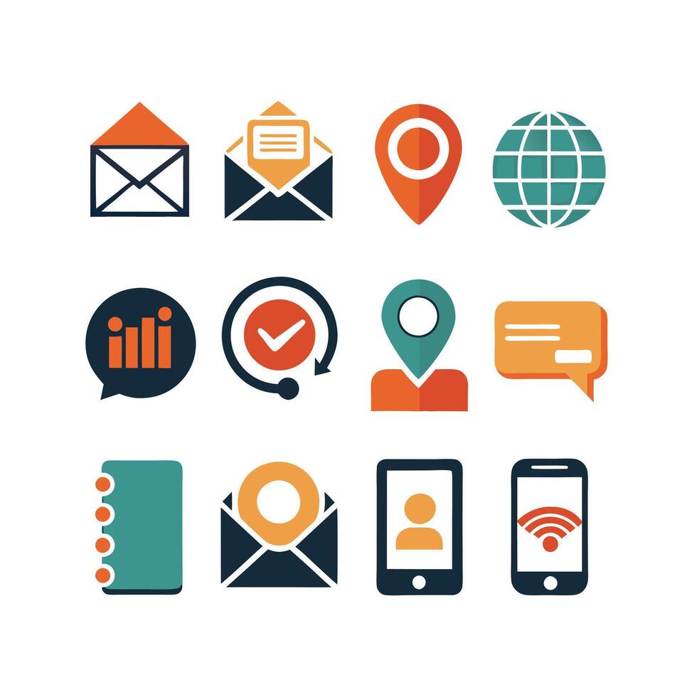 Contact Icon Set Collection Illustration vector