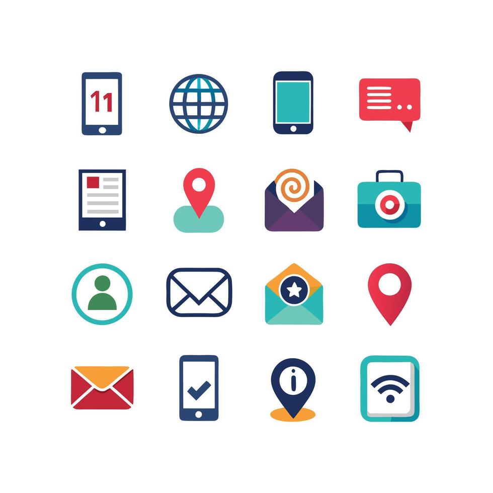 Contact Icon Set Collection Illustration vector