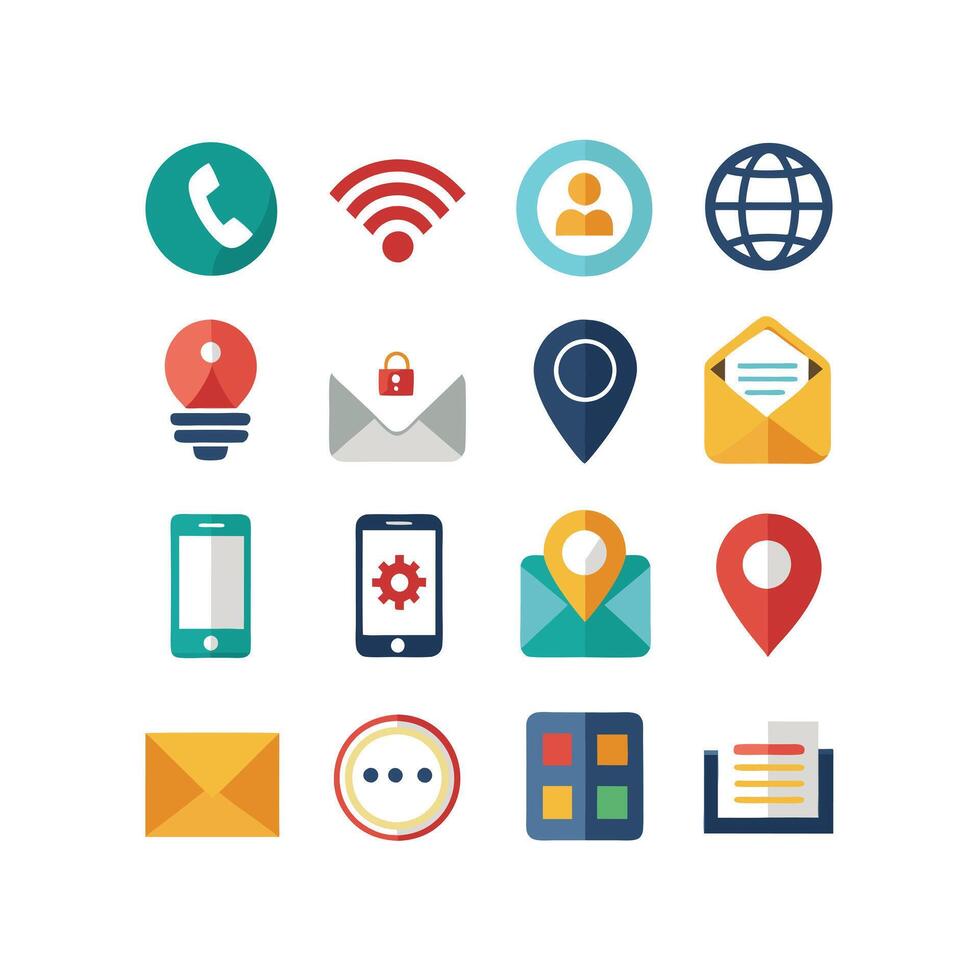 Contact Icon Set Collection Illustration vector