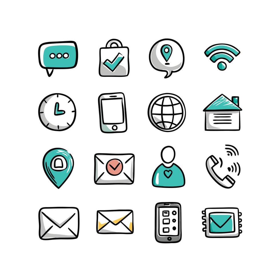 Contact Icon Set Collection Illustration vector