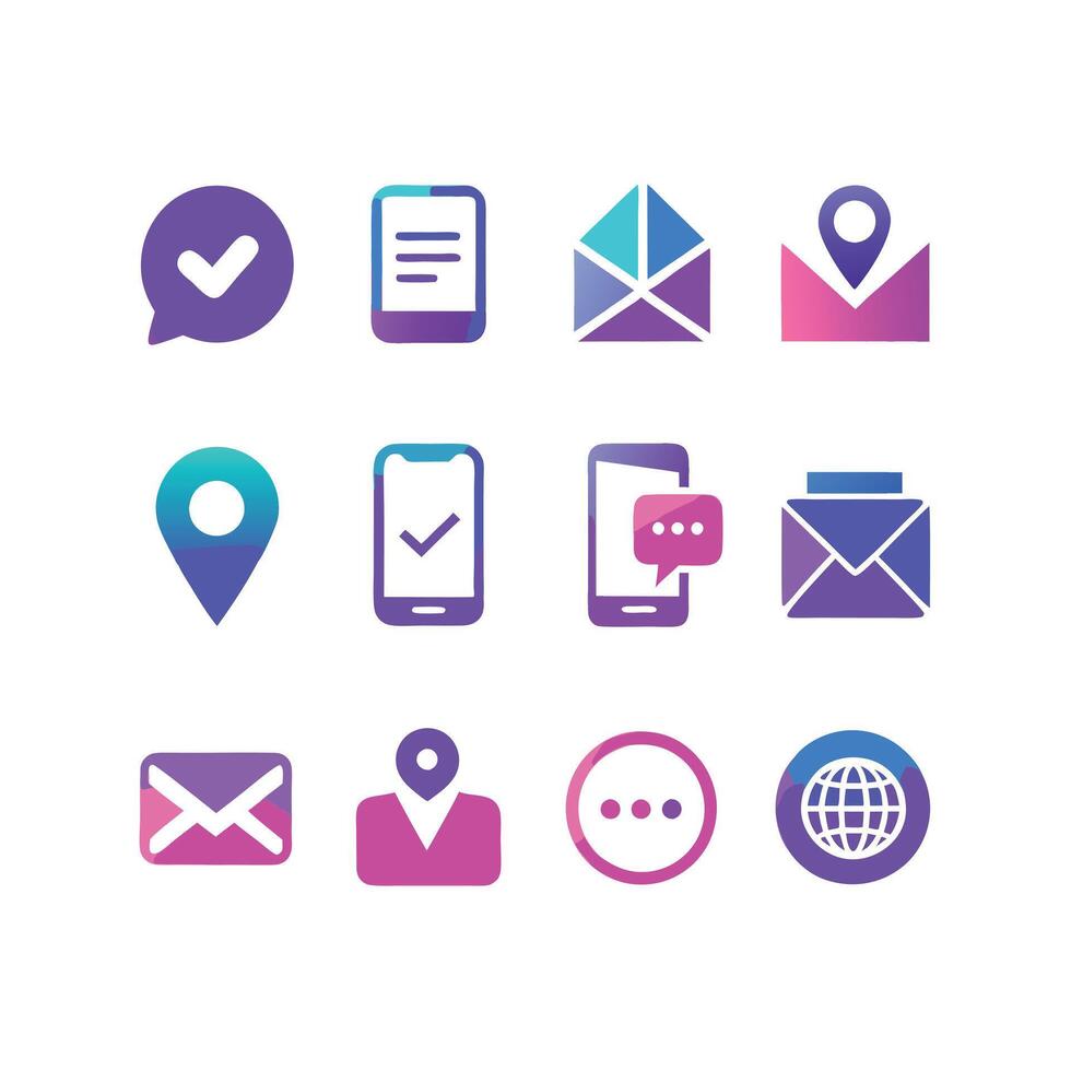 Contact Icon Set Collection Illustration vector