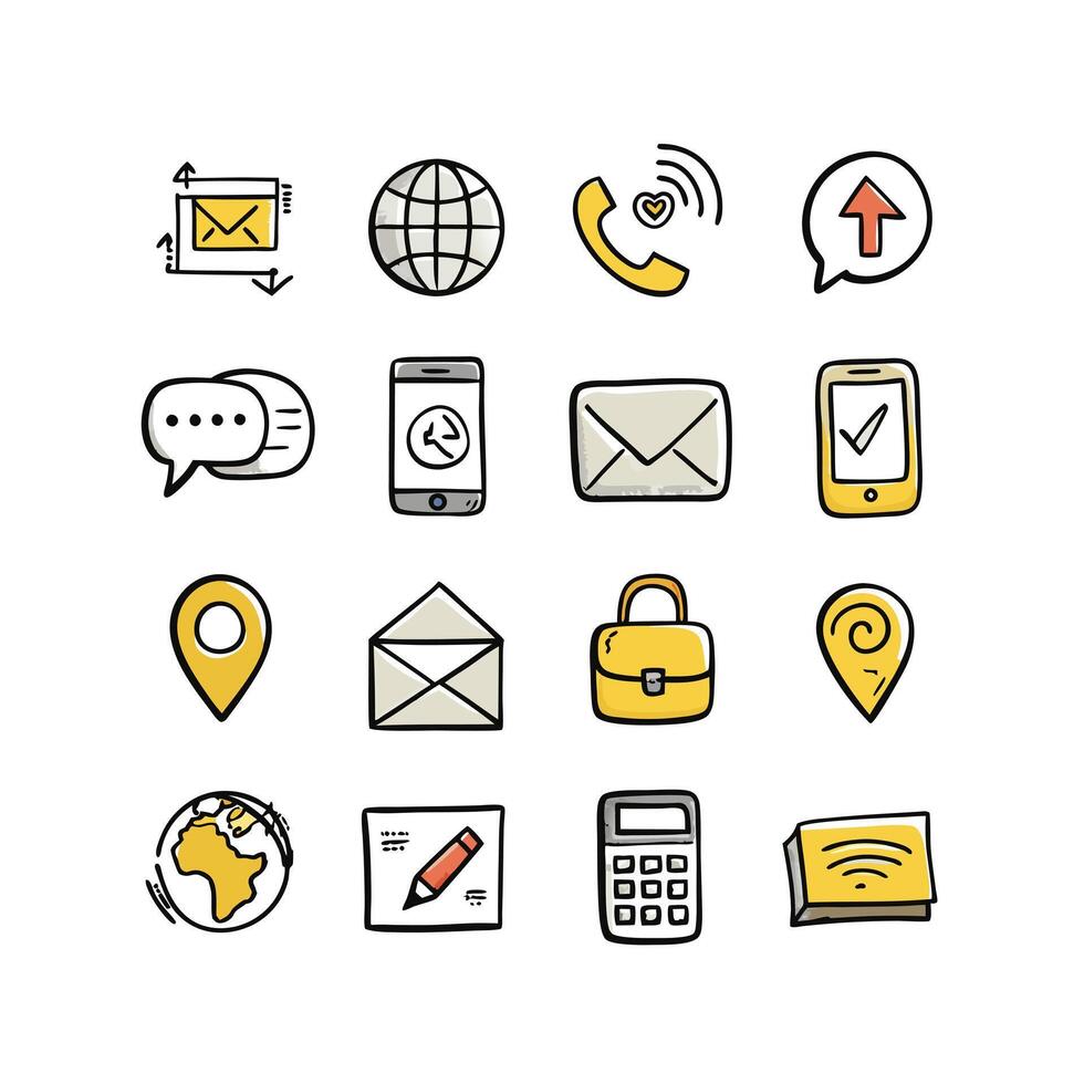 Contact Icon Set Collection Illustration vector