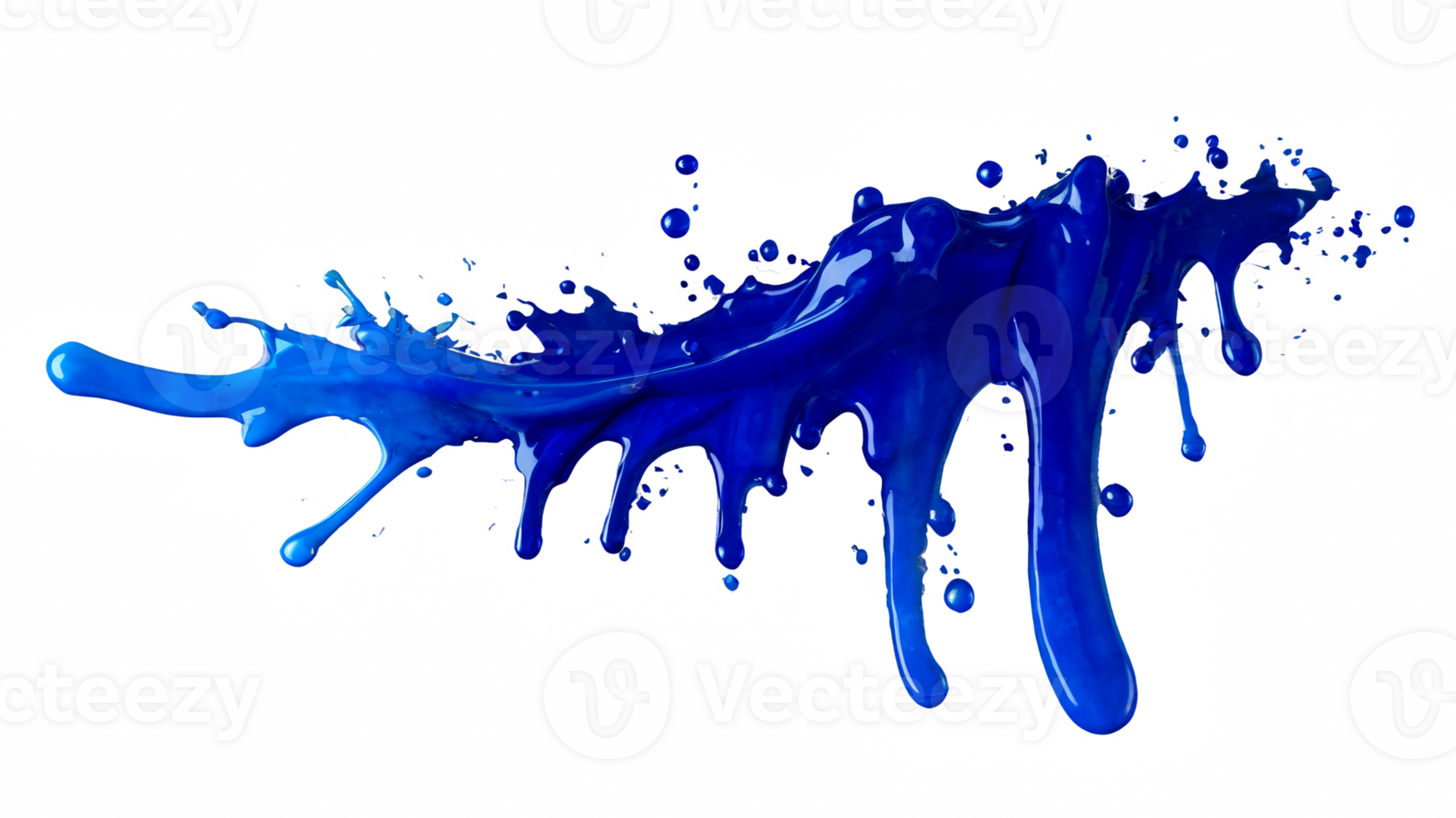 Blue ink brush stroke, isolated on transparent background. png