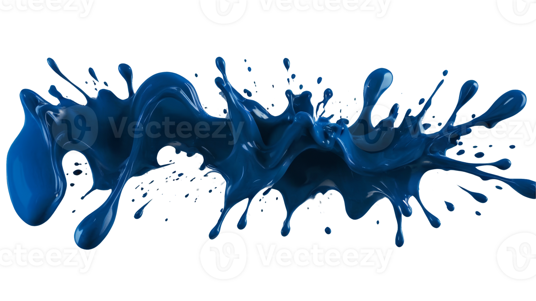 Blue ink brush stroke, isolated on transparent background. png