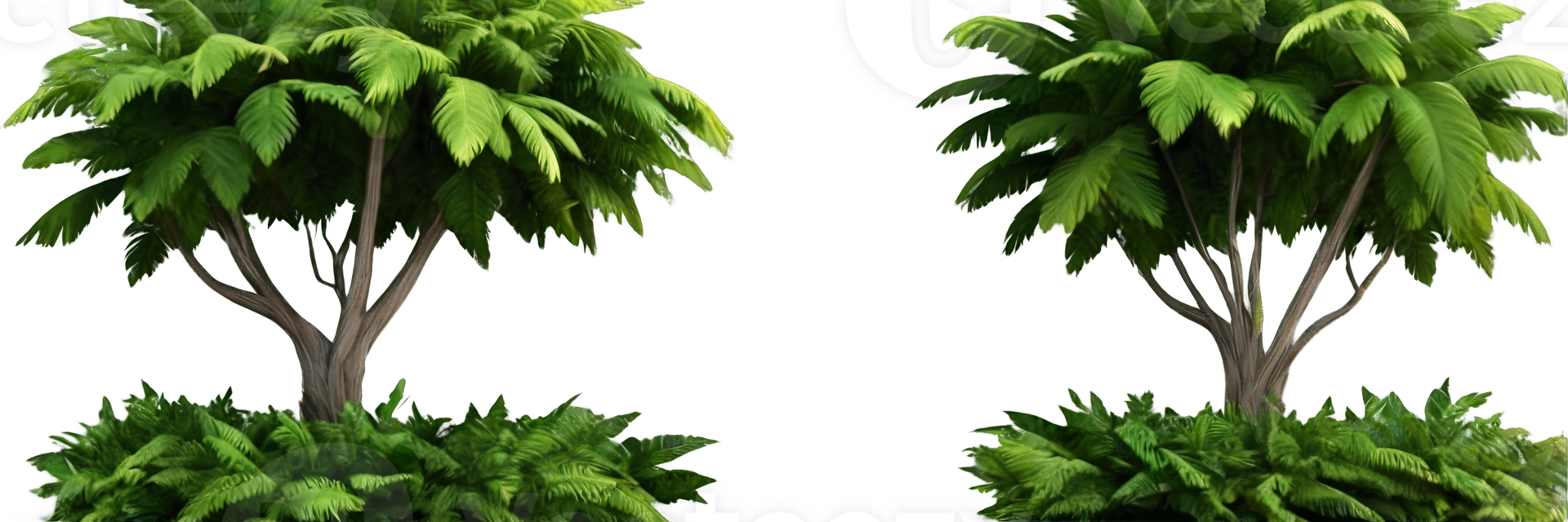 3D Jungle trees on isolated transparent background png