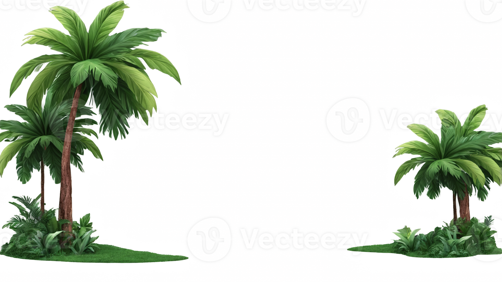 3D Jungle trees on isolated transparent background png