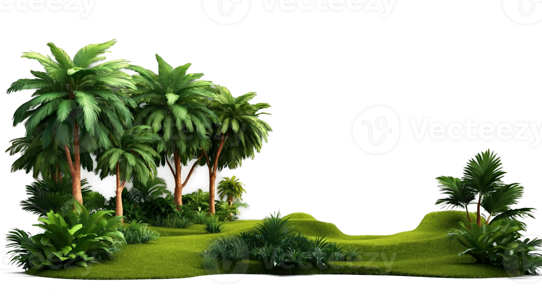 3D Jungle trees on isolated transparent background png