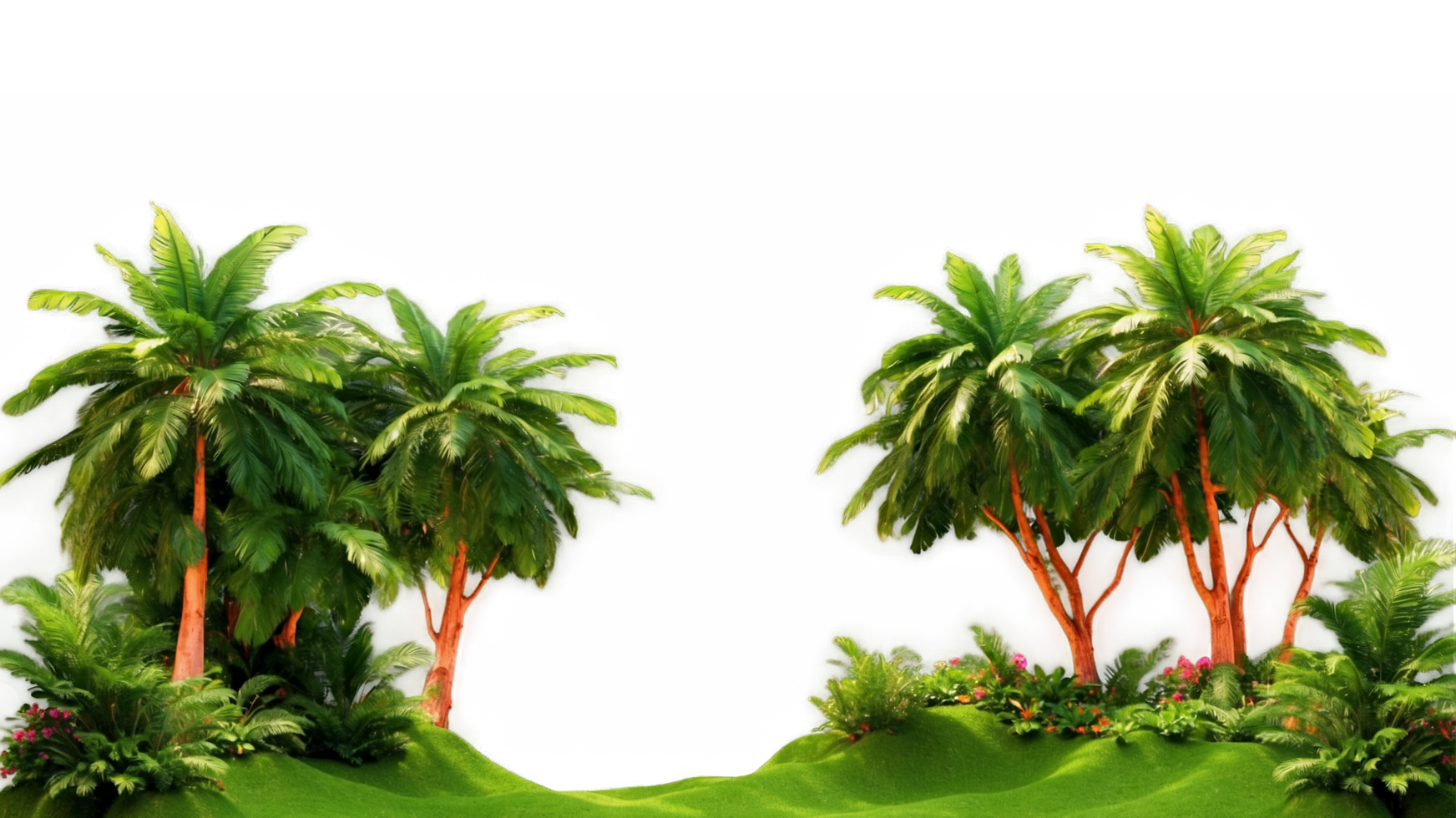 3D Jungle trees on isolated transparent background png