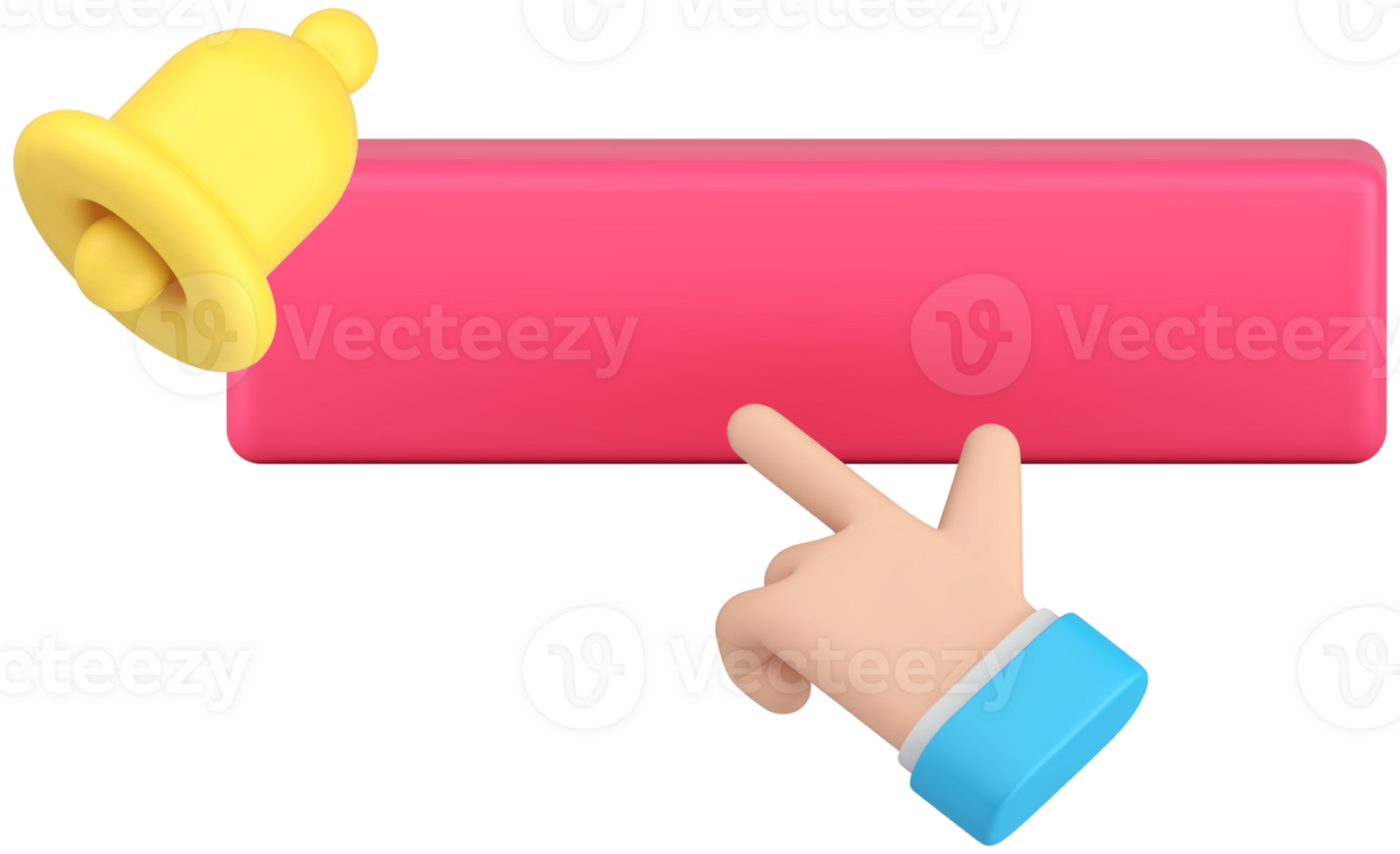 Subscribe button push business man hand ring bell internet alert web service click 3d icon png