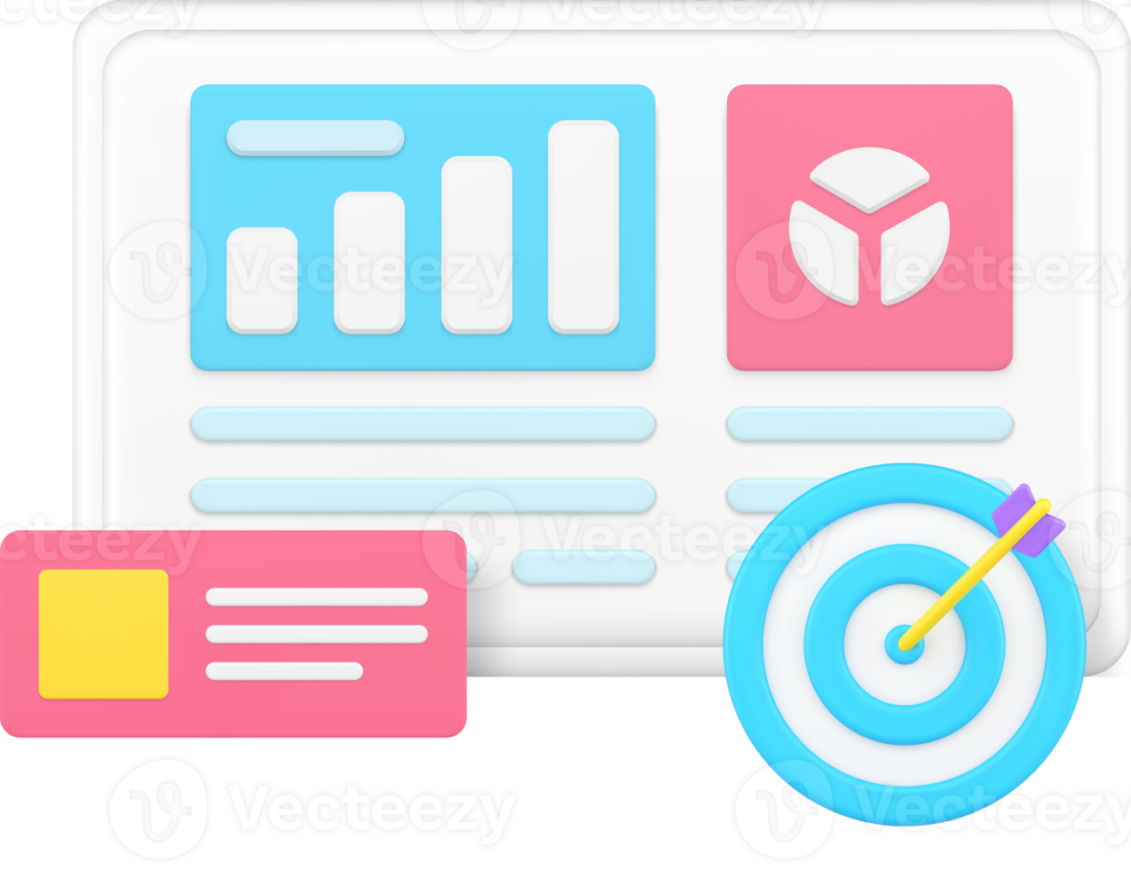 Business analyzing workflow process project implementation efficiency working 3d icon png