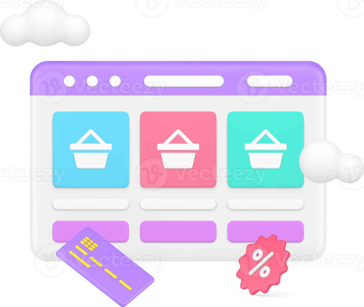 Online shopping marketplace compare service e business internet retail platform 3d icon png