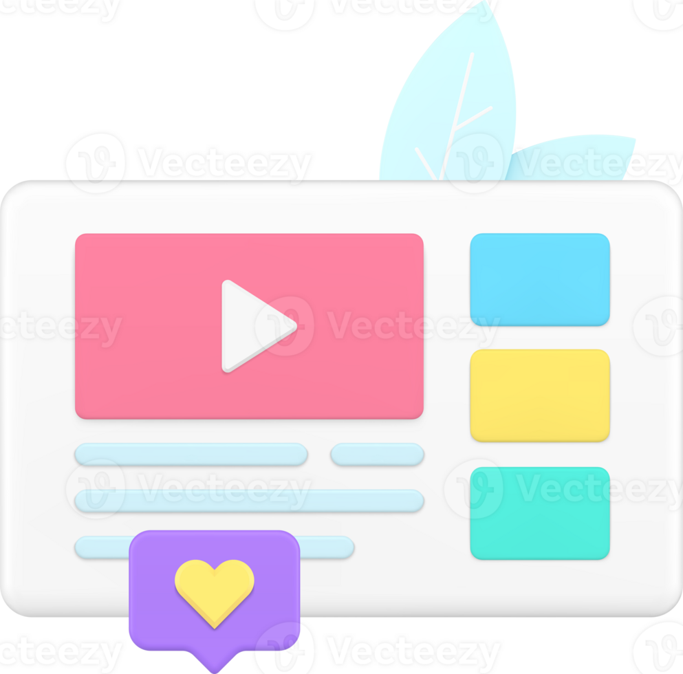 Media content internet browser player web entertainment social network 3d icon png
