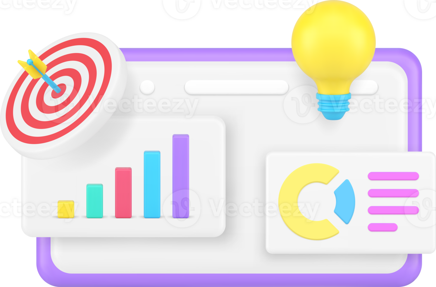 Business strategy analyzing planning marketing idea brainstorming development 3d icon png
