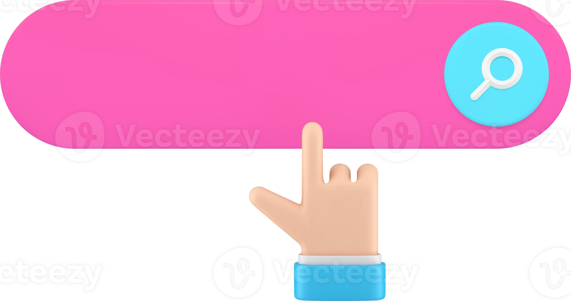 Online searching internet browsing bar field hand click cursor find information 3d icon png