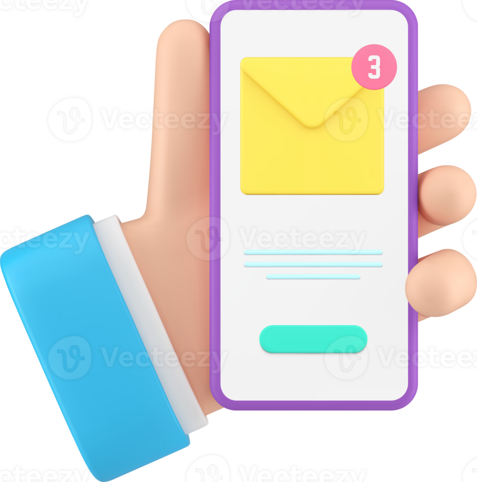 Newsletter incoming message email electronic mail notification smartphone application 3d icon png