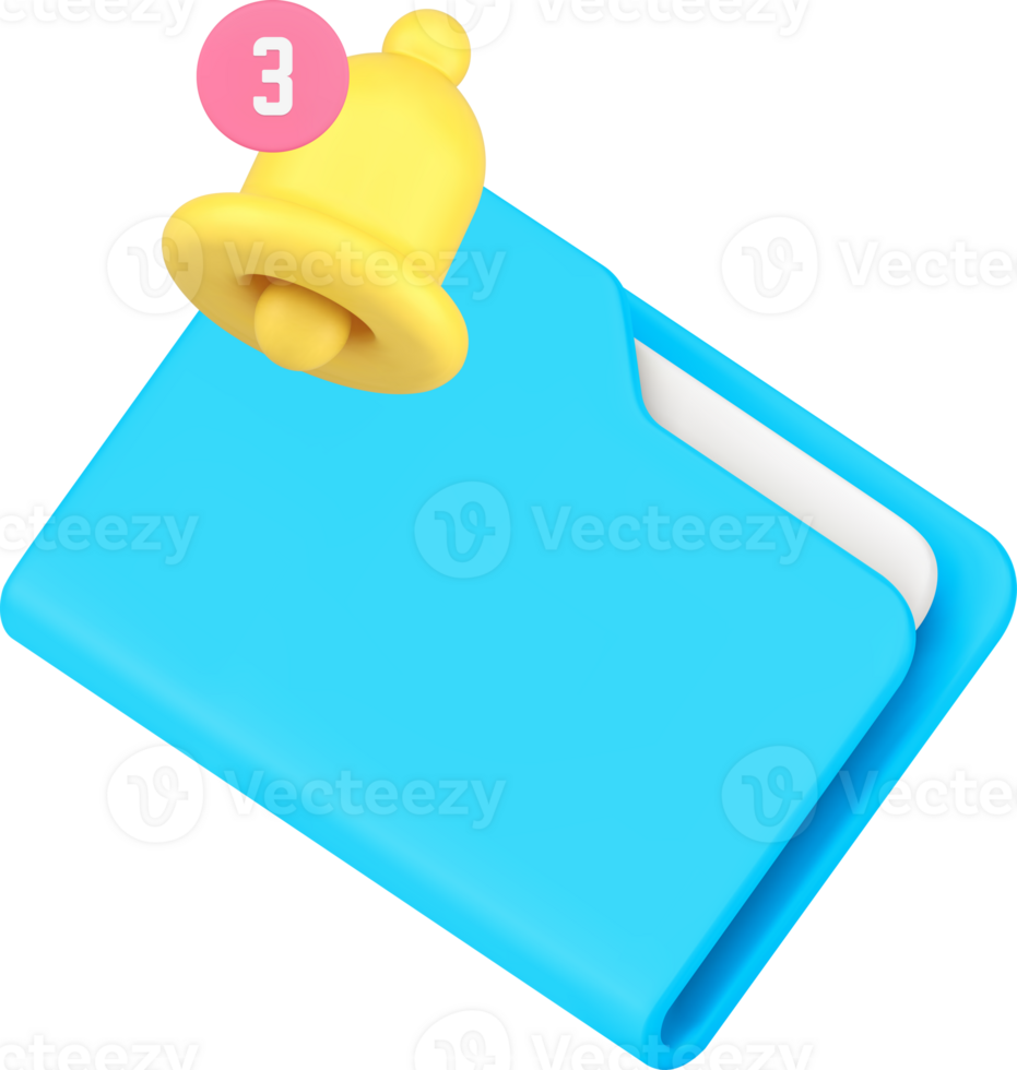Incoming email document folder notification new mail message correspondence 3d icon realistic png