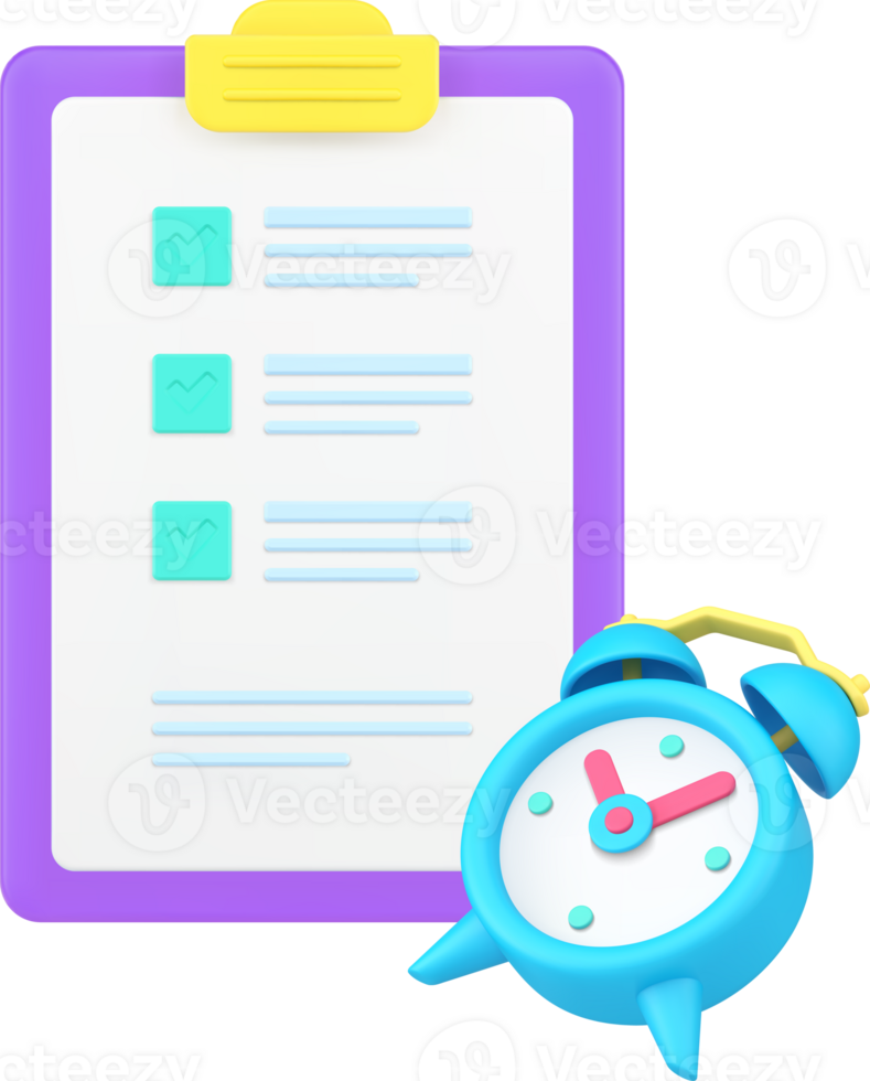 Time management business productivity efficient planning task complete 3d icon realistic png