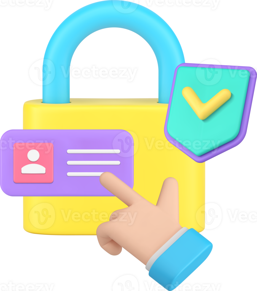 Personal data account protect access cyber security information safety 3d icon realistic png