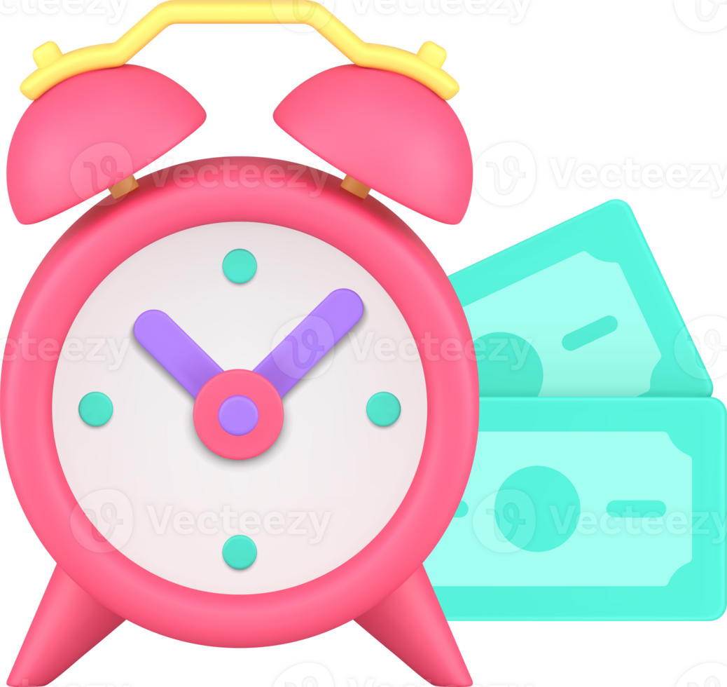 Time is money financial income make banking investment profit savings 3d icon realistic png