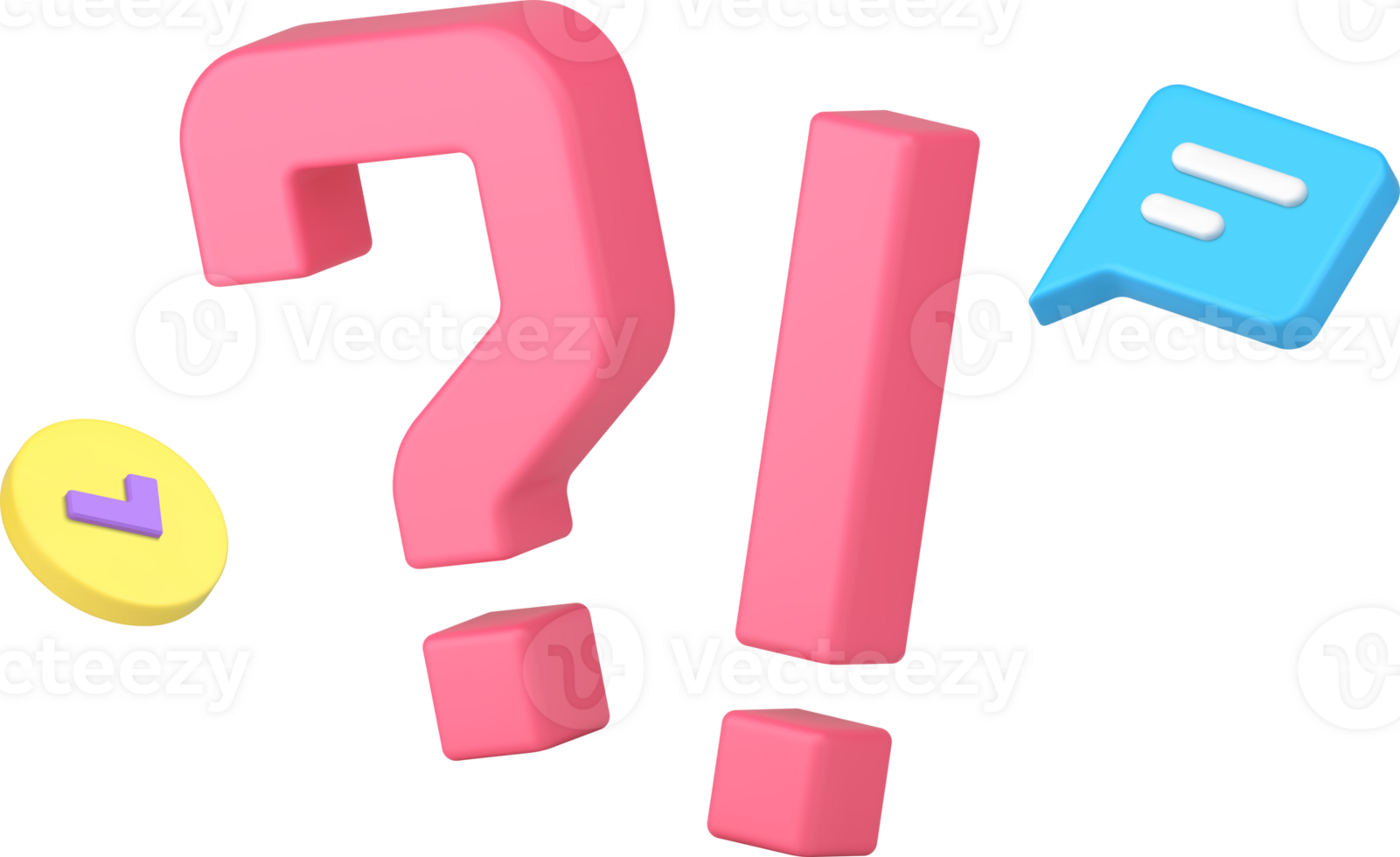 Question mark exclamation point communication chat discussion information 3d icon realistic png