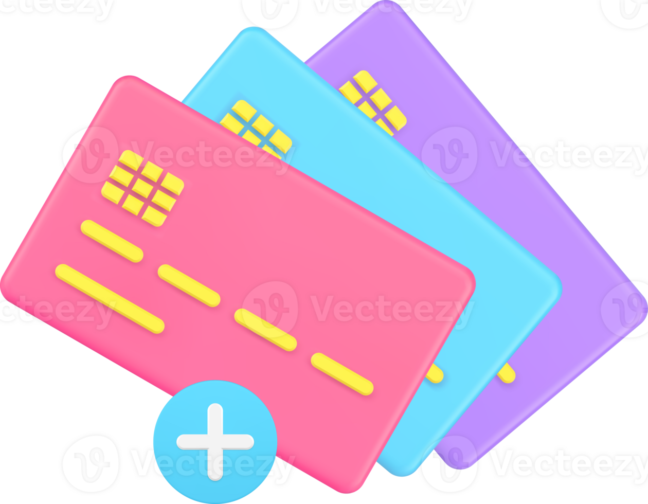 Add credit debit card cashless payment information link banking account 3d icon realistic png