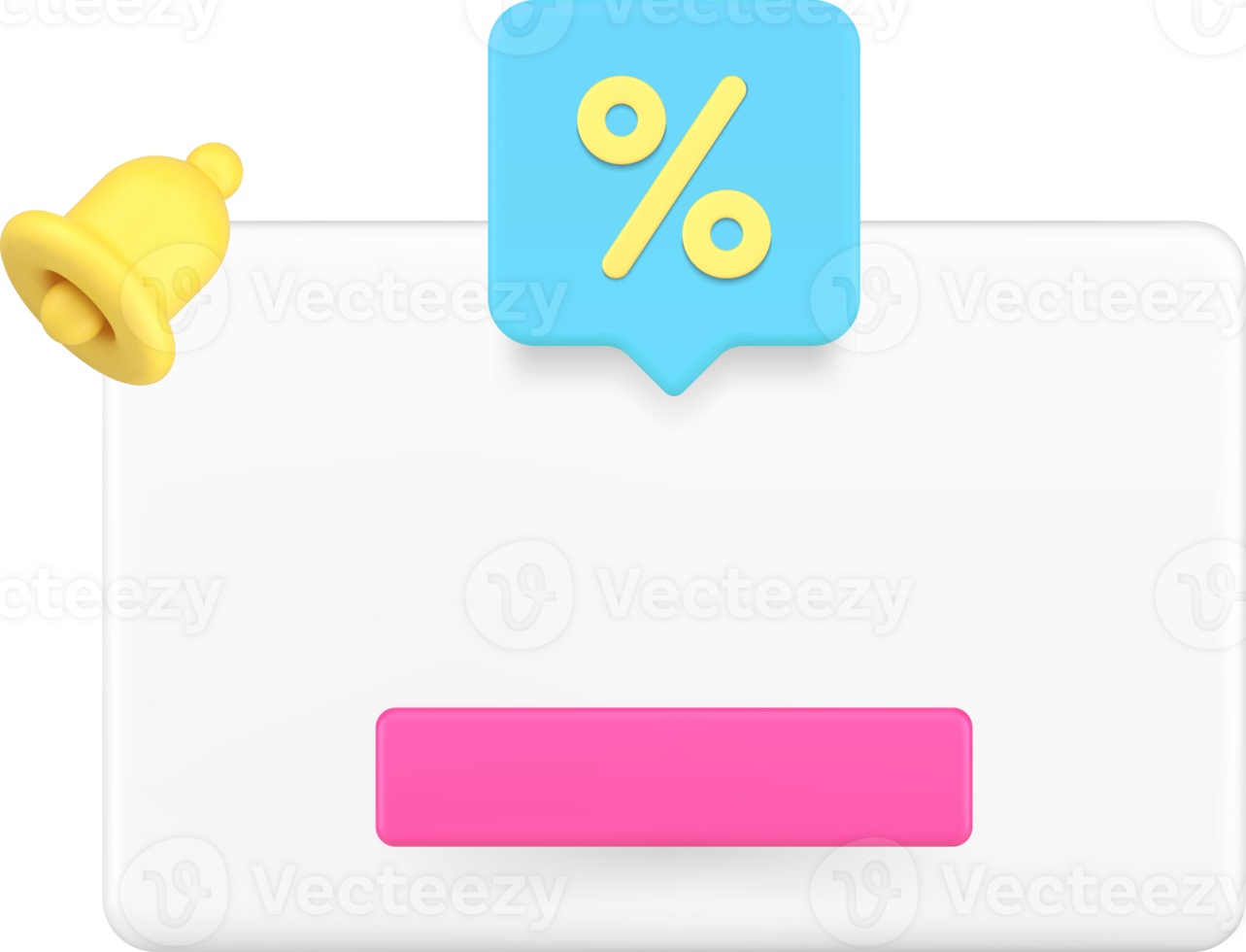 Sale discount empty message reminder internet push notification ring bell sound 3d icon png