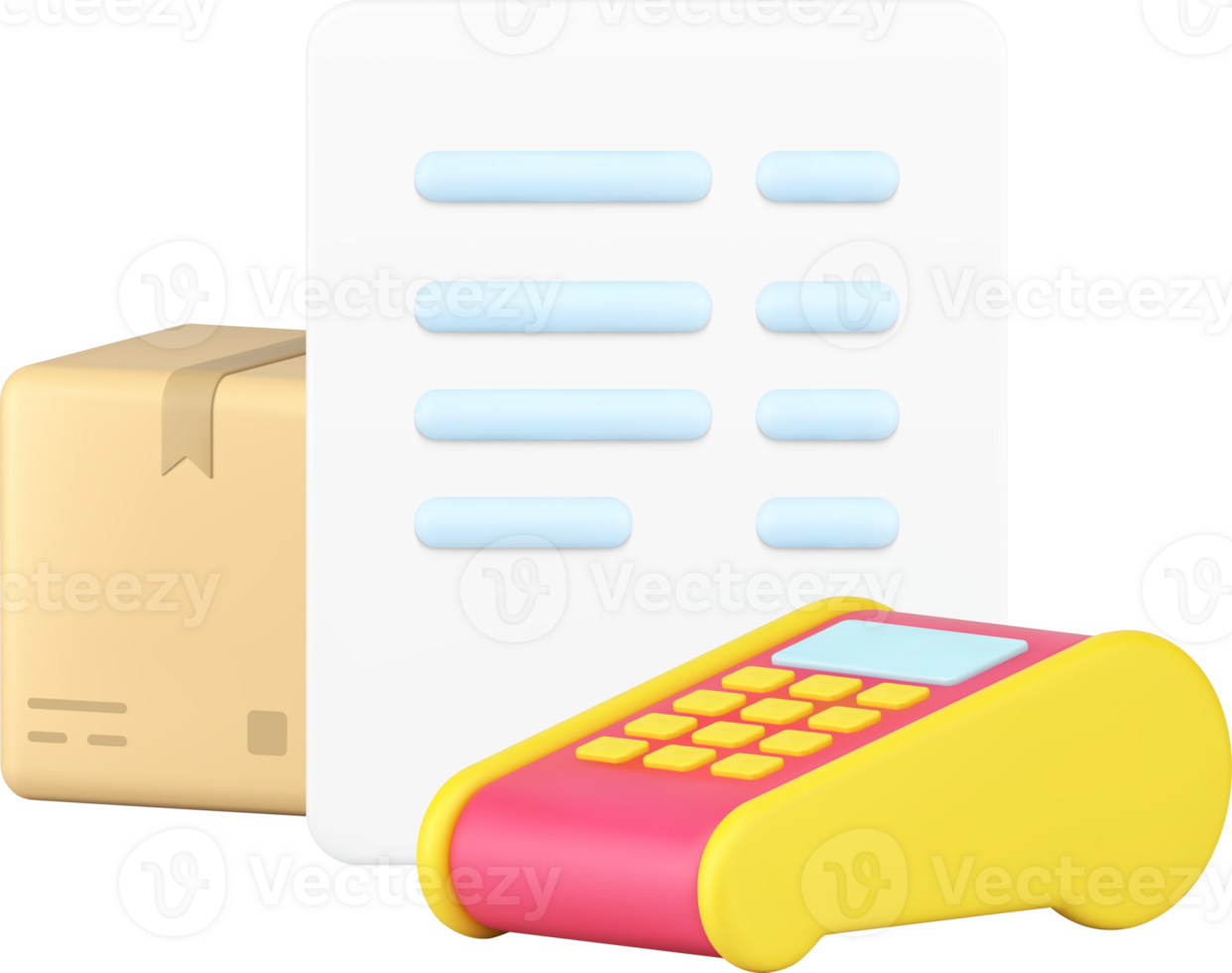 Online shopping cargo delivery invoice payment order purchase receipt 3d icon realistic png