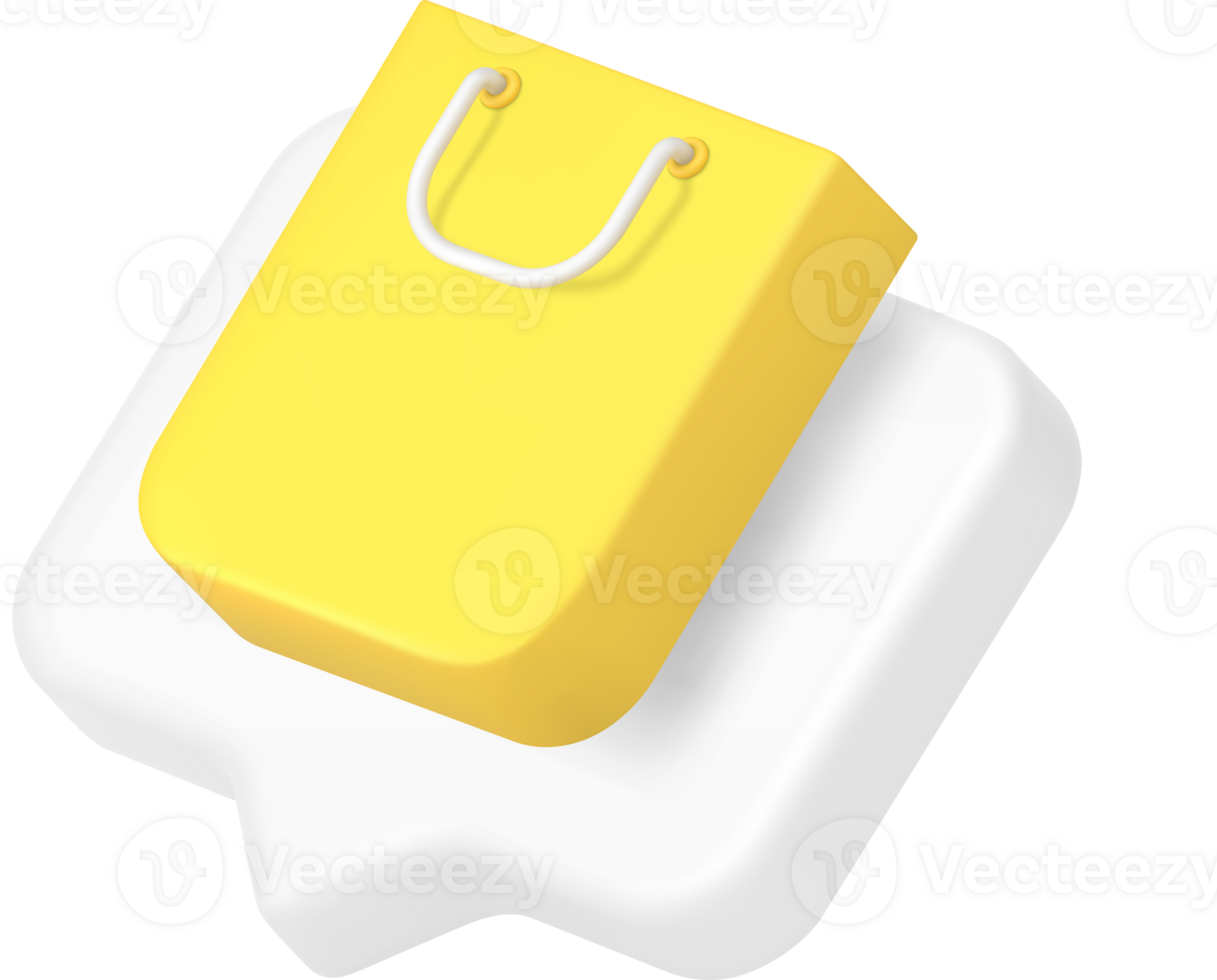 Shopping bag quick tips buying goods internet reminder purchase order marketplace 3d icon png