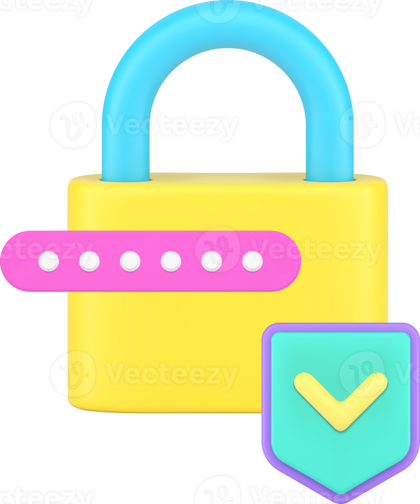 Data protection password identification access information security 3d icon realistic png
