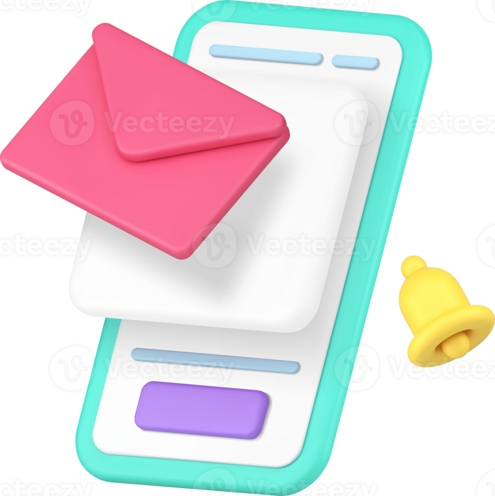Electronic mail incoming message inbox mailbox sound alert smartphone application 3d icon png