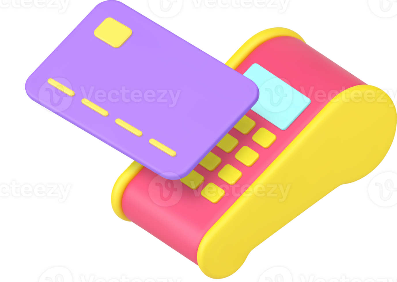 Credit card POS terminal machine contactless payment e money banking transaction 3d icon png